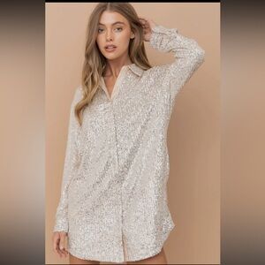 Sequin Button-Up Shirt